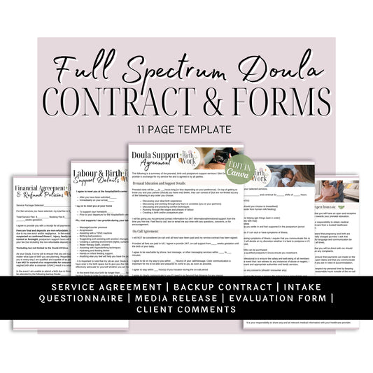 Full-Spectrum Doula Contract and Client Forms | Doula Handouts | Doula Templates